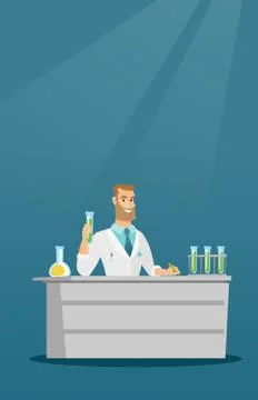 Laboratory assistant at work vector illustration. Illustrazione stock