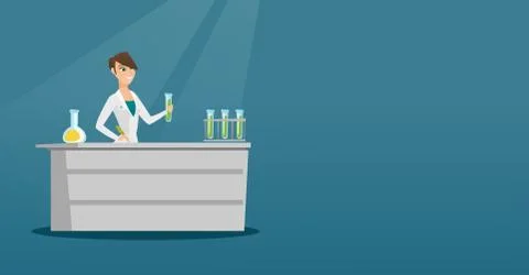 Laboratory assistant at work vector illustration. Illustrazione stock