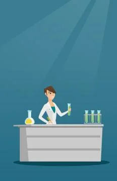 Laboratory assistant at work vector illustration. Illustrazione stock