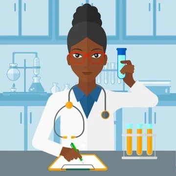 Laboratory assistant working Stockillustratie