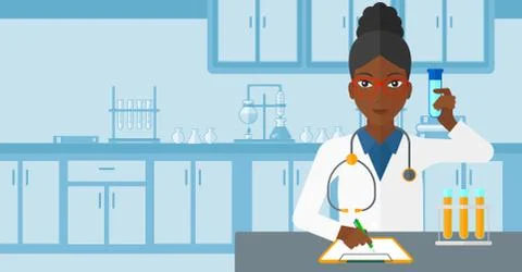 Laboratory assistant working Stockillustratie