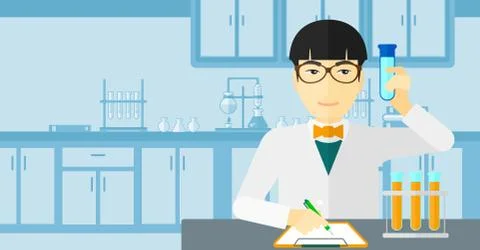 Laboratory assistant working Stockillustratie