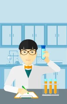 Laboratory assistant working Stockillustratie