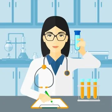 Laboratory assistant working Stockillustratie