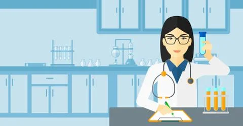 Laboratory assistant working Stockillustratie