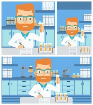 Laboratory assistant working Stockillustratie