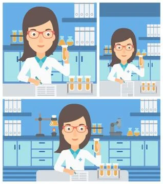 Laboratory assistant working Stockillustratie