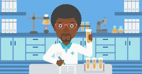 Laboratory assistant working Stockillustratie