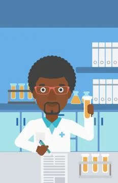 Laboratory assistant working Stockillustratie