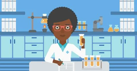 Laboratory assistant working Stockillustratie