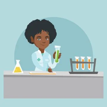 Laboratory assistant working with a test tube. Illustrazione stock
