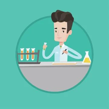 Laboratory assistant working with test tubes Illustrazione stock
