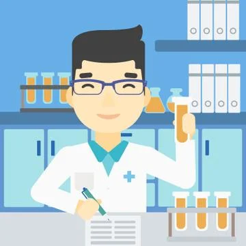Laboratory assistant working vector illustration Illustrazione stock