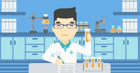 Laboratory assistant working vector illustration Illustrazione stock