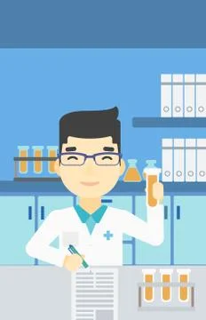 Laboratory assistant working vector illustration Illustrazione stock