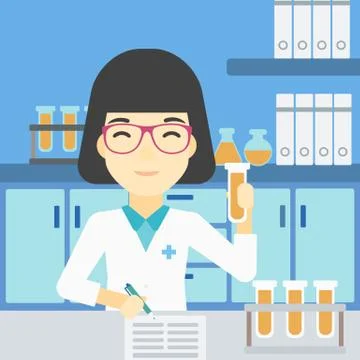 Laboratory assistant working vector illustration Illustrazione stock