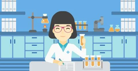 Laboratory assistant working vector illustration Illustrazione stock