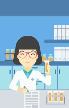 Laboratory assistant working vector illustration Illustrazione stock