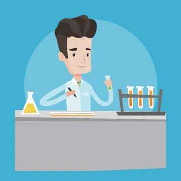 Laboratory assistant working vector illustration Illustrazione stock