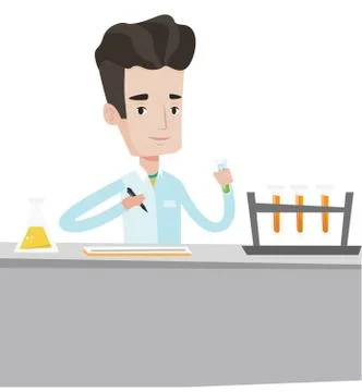 Laboratory assistant working vector illustration Illustrazione stock