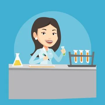 Laboratory assistant working vector illustration Illustrazione stock