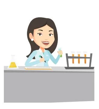 Laboratory assistant working vector illustration Illustrazione stock