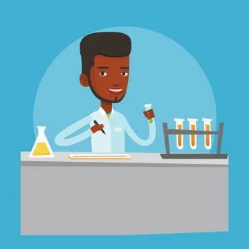 Laboratory assistant working vector illustration Illustrazione stock