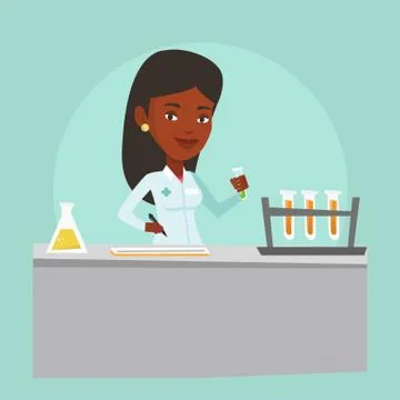 Laboratory assistant working vector illustration Illustrazione stock