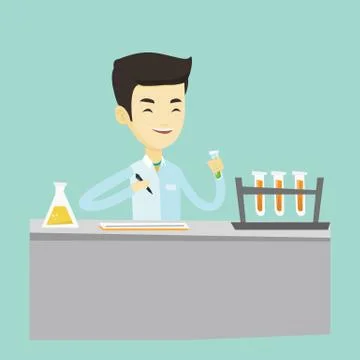Laboratory assistant working vector illustration Illustrazione stock