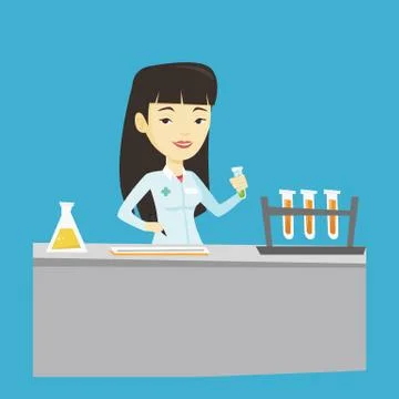 Laboratory assistant working vector illustration Illustrazione stock