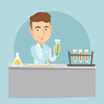 Laboratory assistant working vector illustration Illustrazione stock