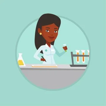 Laboratory assistant working vector illustration Illustrazione stock