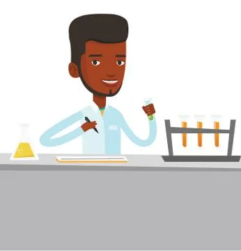 Laboratory assistant working vector illustration Illustrazione stock