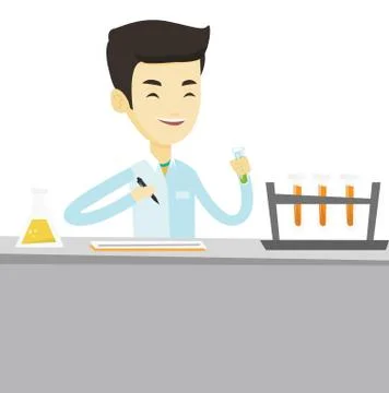 Laboratory assistant working vector illustration Illustrazione stock