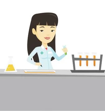 Laboratory assistant working vector illustration Illustrazione stock