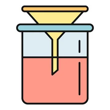 Laboratory beaker with funnel separating chemical liquids Illustration