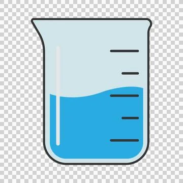 Laboratory beaker icon with blue liquid isolated on white background Ilustración de archivo