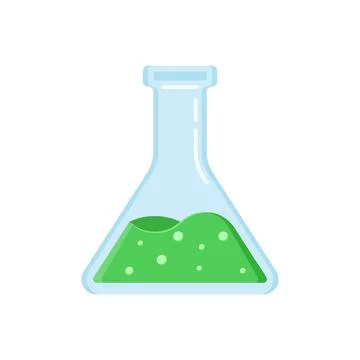 Laboratory beaker icon in flat style. Flask with liquid vector illustration.. Stock Illustration