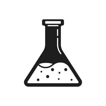 Laboratory beaker icon in flat style. Flask with liquid vector illustration.. Stock Illustration