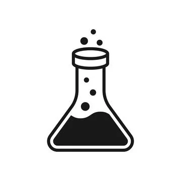 Laboratory beaker icon in flat style. Flask with liquid vector illustration.. Ilustração Stock