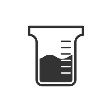 Laboratory beaker icon in flat style. Flask with liquid vector illustration.. Stock Illustration