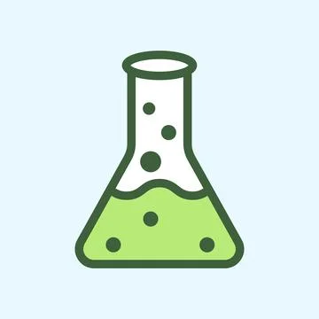 Laboratory beaker icon in flat style. Flask with liquid vector illustration.. Stock Illustration