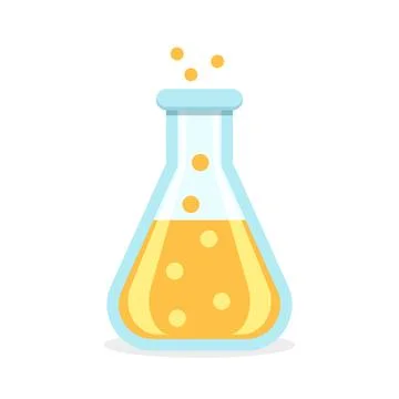 Laboratory beaker icon in flat style. Flask with liquid vector illustration.. Stock Illustration