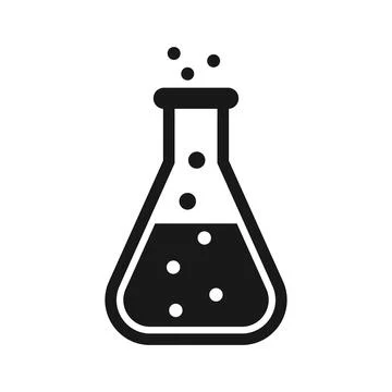 Laboratory beaker icon in flat style. Flask with liquid vector illustration.. Stock Illustration