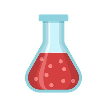 Laboratory beaker icon in flat style. Flask with liquid vector illustration.. Stock Illustration