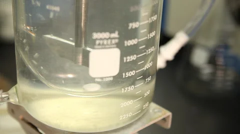 Laboratory Beaker with water and dissolving  pill Video stock 65324220