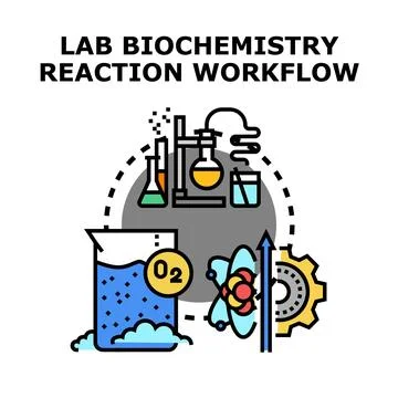 Laboratory biochemistry reaction workflow process illustration Illustrazione stock
