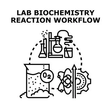 Laboratory biochemistry reaction workflow process illustration Illustrazione stock