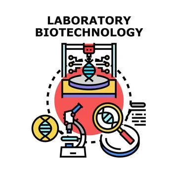 Laboratory biotechnology research developing genetic engineering technology Stock Illustration