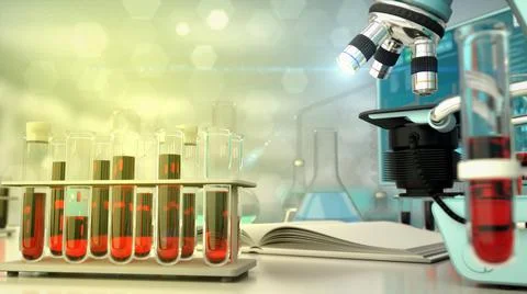 Laboratory blood virus test backdrop, cg medical 3D illustration Stock Illustration